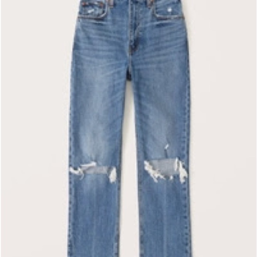 Abercrombie & Fitch Ultra High Rise Ankle Distressed Blue Jeans, size 25